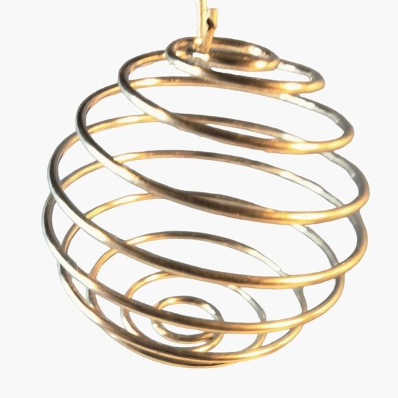 Spiral Wire Cage Art Ball Christmas Ornament Flexible Craft Accent Silver Metal - Picture 2 of 3